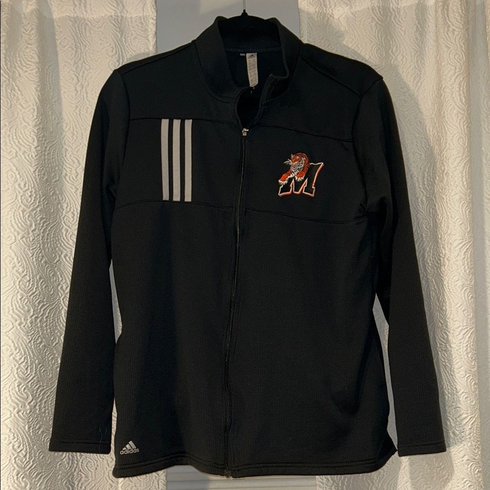 Adidas Black Zip Up Jacket with Marshfield Tigers Logo
